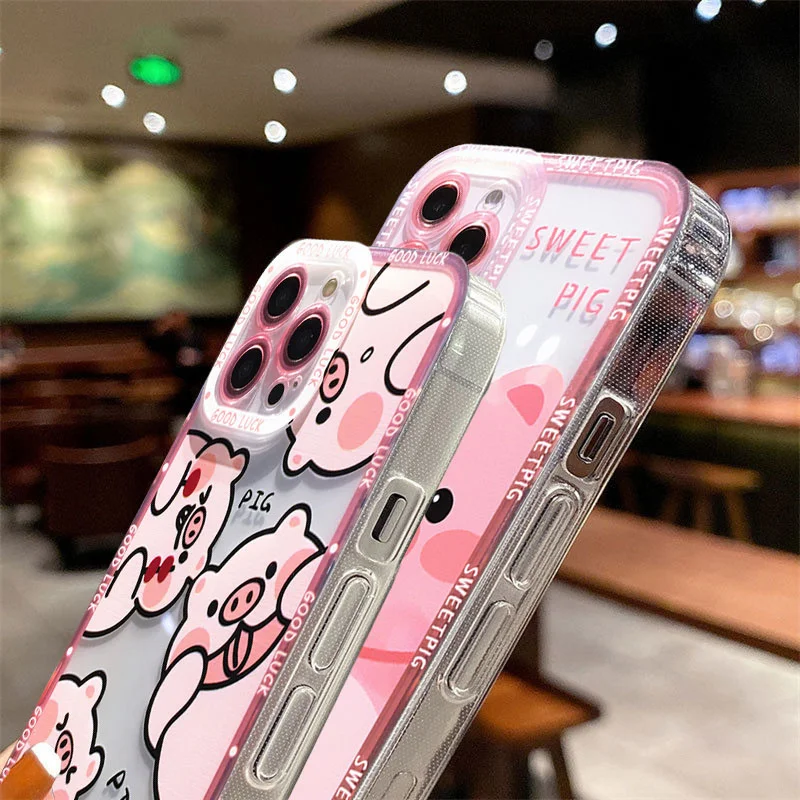Funda para teléfono con diseño de dinosaurios y cerdos rosas, para modelos OPPO Reno 12, F12, 711, 102, F488, T8, Z7, Z6, 5 Pro Plus, 4G, 5G, transparente, de TPU flexible.