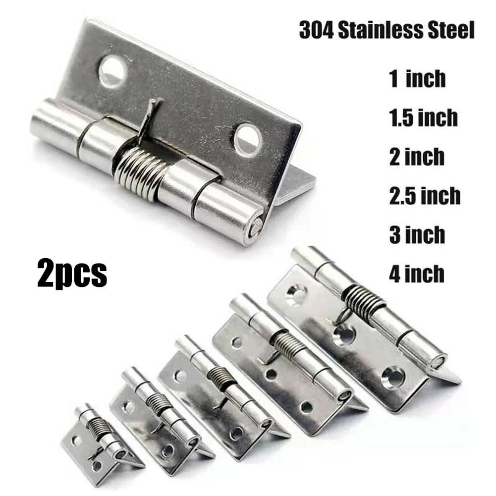 2Pcs Spring Hinges Self Closing Stainless Steel Door Hinge Hardware For Cupboard Windows Cabinets Jewelry Boxes Hinge Home Suppl