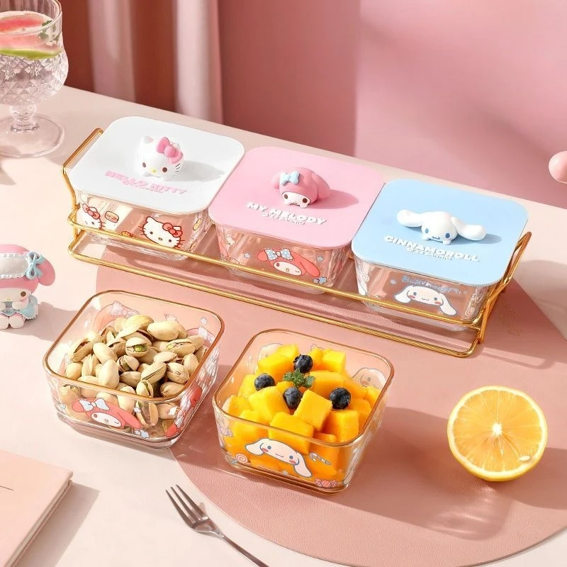 

MINISO Sanrio Hello Kitty Cinnamoroll My Melody Kawaii Anime Cartoon Light Luxury High-end Snacks and Snacks Storage Box Fashion
