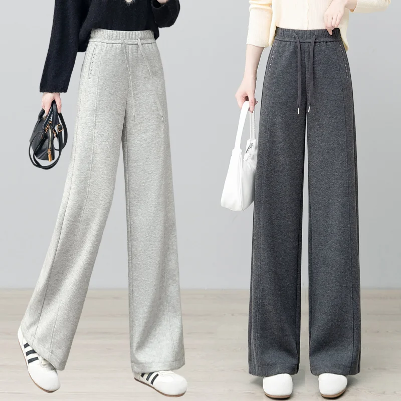 

Warm Acetate Wool Straight Pants for Women Soft Skin-Friendly High-Waisted Slimming Casual Pants