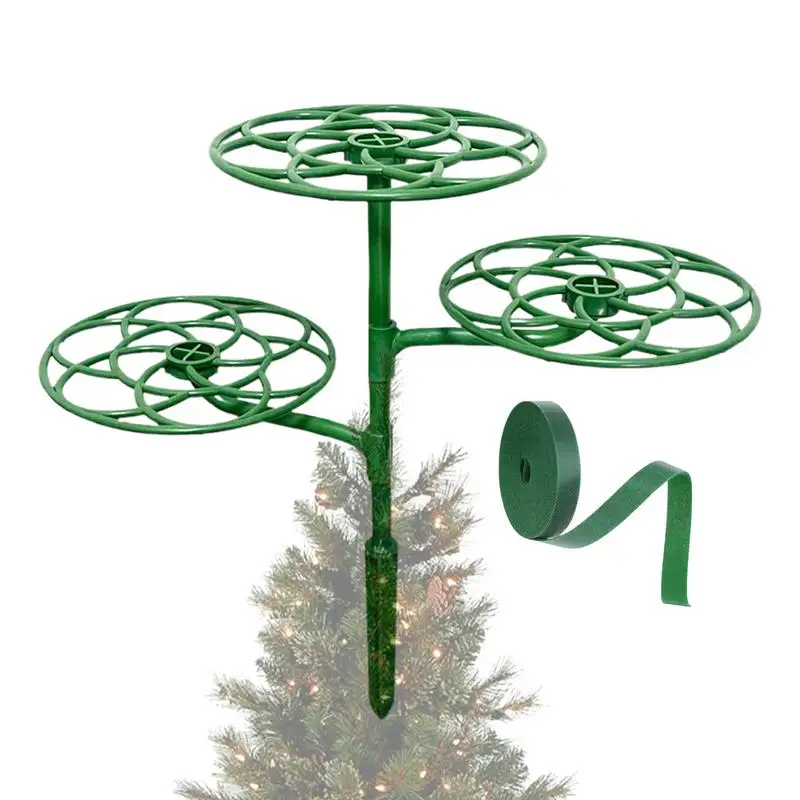 Christmas Tree Topper Holder Candle Holder Tree Topper Green Support Rod Flat Tree Topper Stabilizer Adjustable 3-Layer Treetop