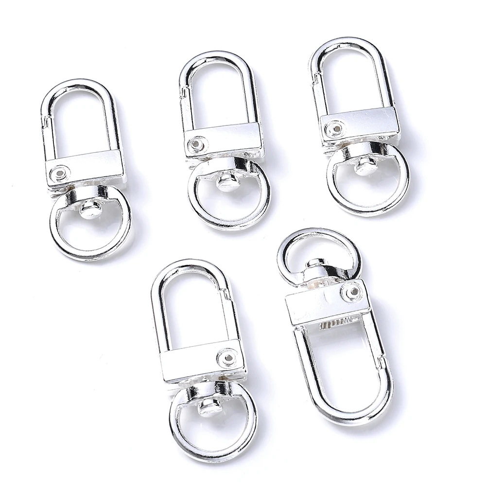 10pcs/lot Carabiner Lobster Clasp Hooks Plated Gold Silver DIY Jewelry Making Findings for Keychain Bracelet Neckalce Supplies