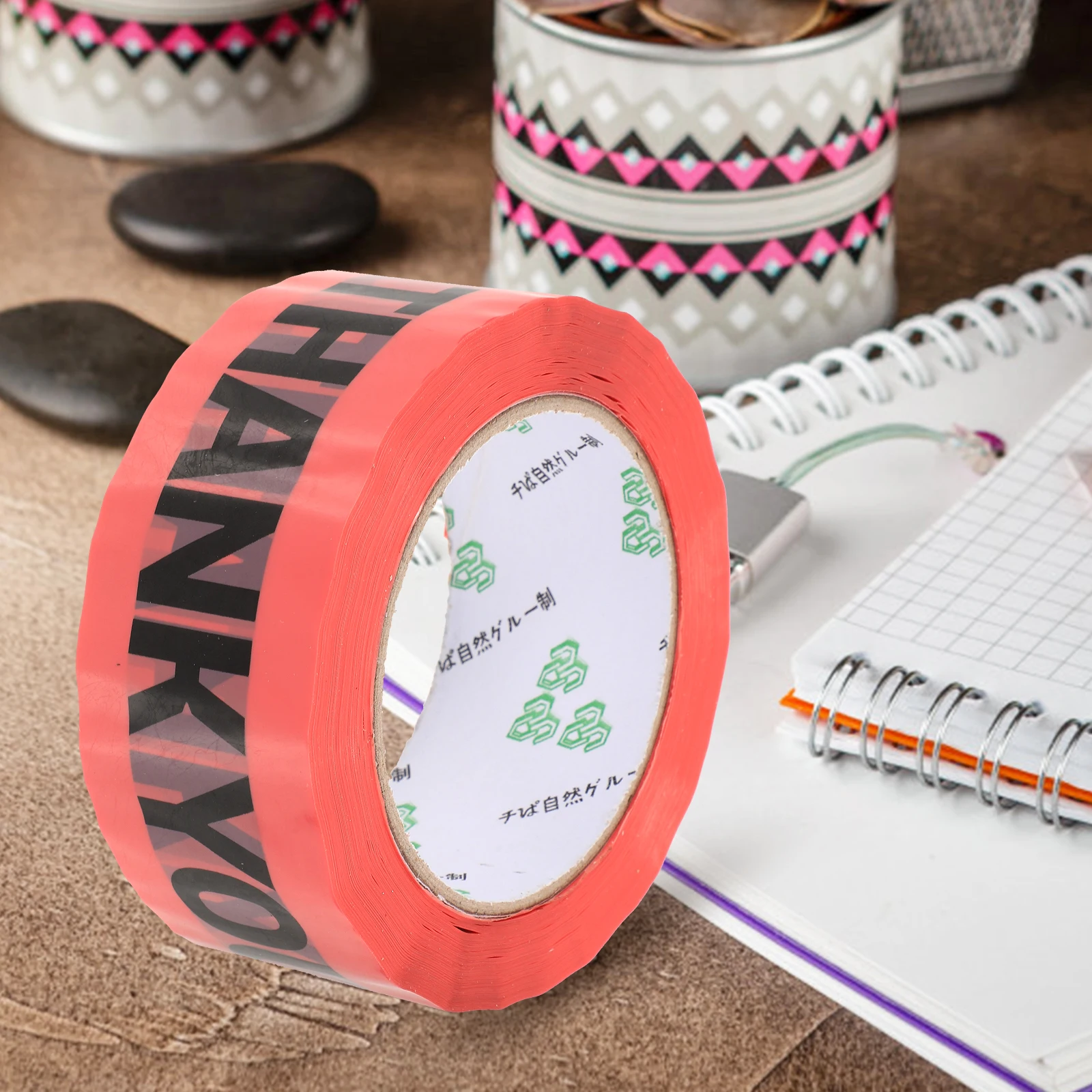 Pink Sealing Tape Packing Boxes Duct Packaging Adhesive Decorative Sticker Pink Bottom White THANKYOU Printing Practical