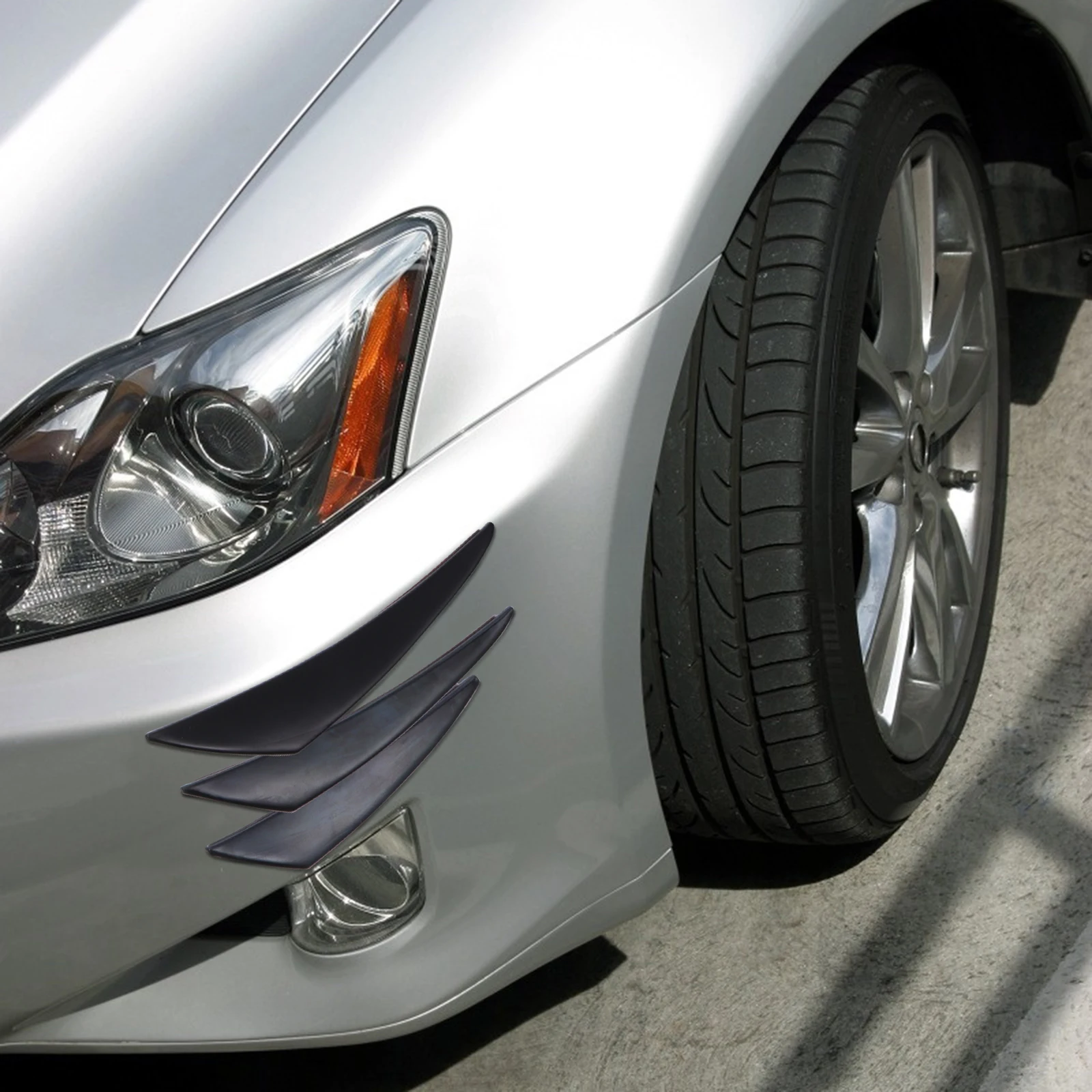 

Bumper Wind Knife Lip Splitter Fins Abs Cover Front Diffuser Unique Design High Quality Easy Install Car Accessories Suitable