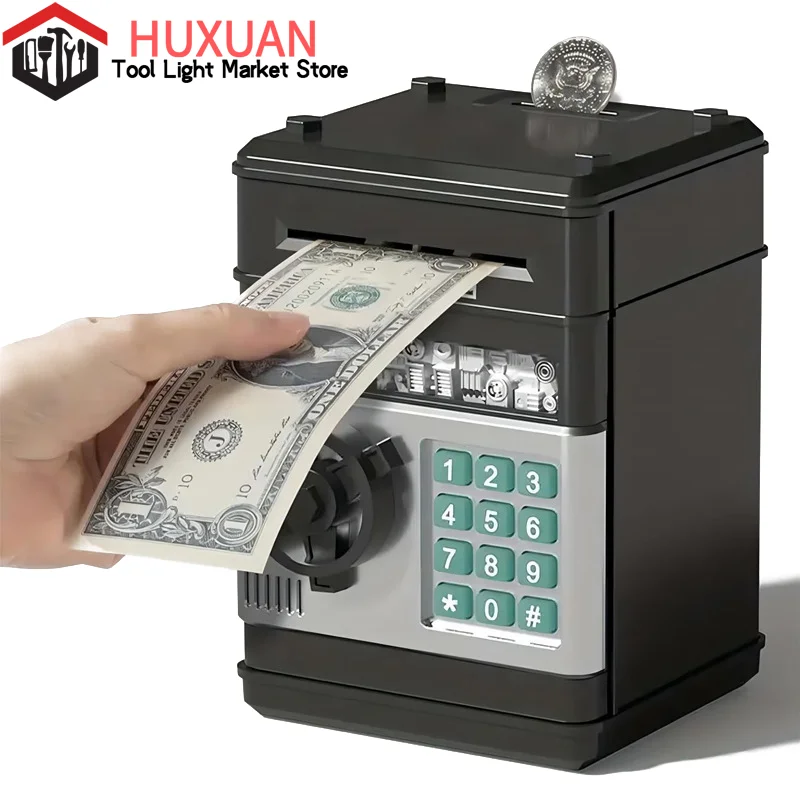 Electronic ATM Piggy Bank Automatic Mini Safe Coins Cash Saving Money Box Password Counter Code Key Lock Coin Bank Child Gift