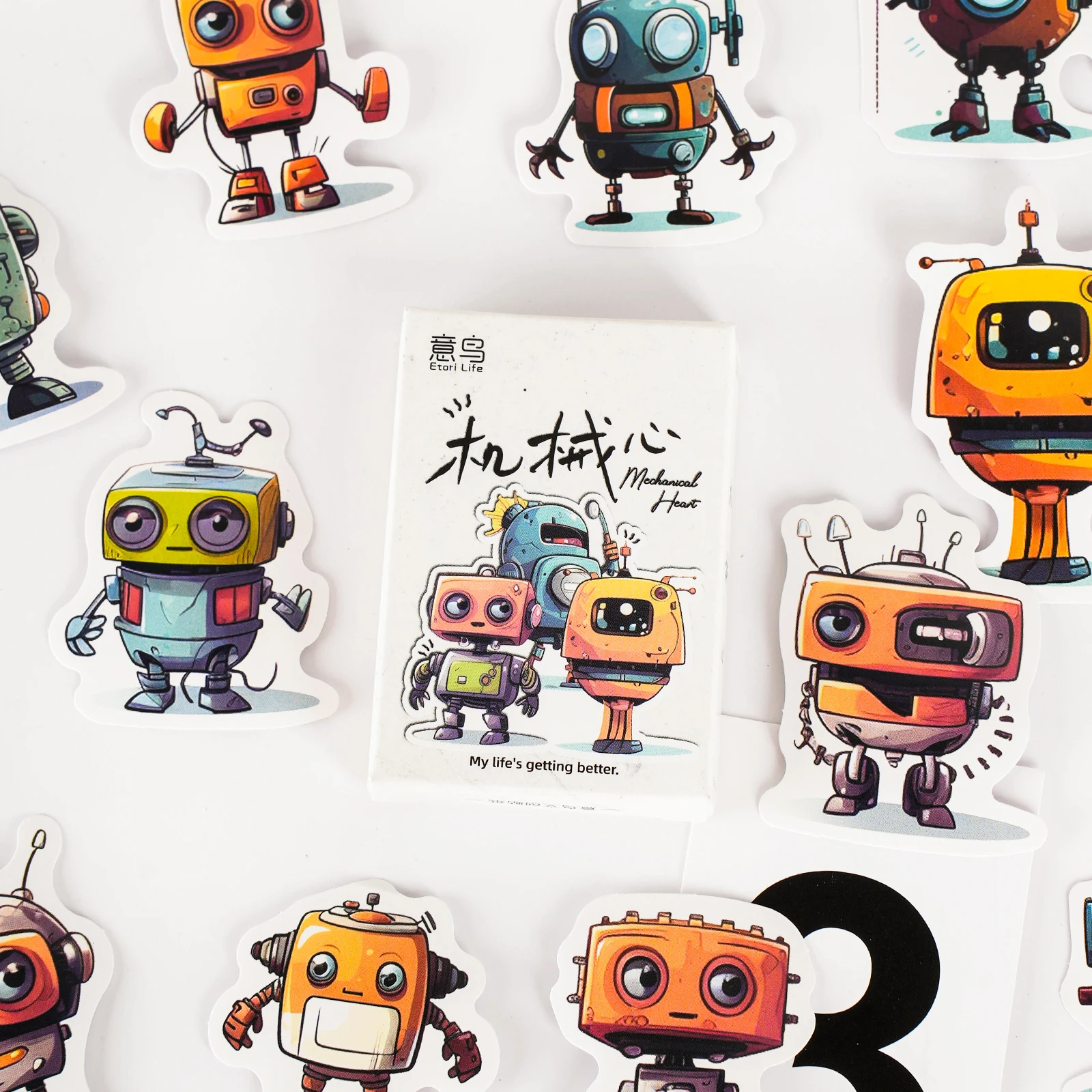 30pcs Mechanical Heart Stickers Set Mini Cartoon Robot Diary Album Decoration Adhesive Gift Seal A7593