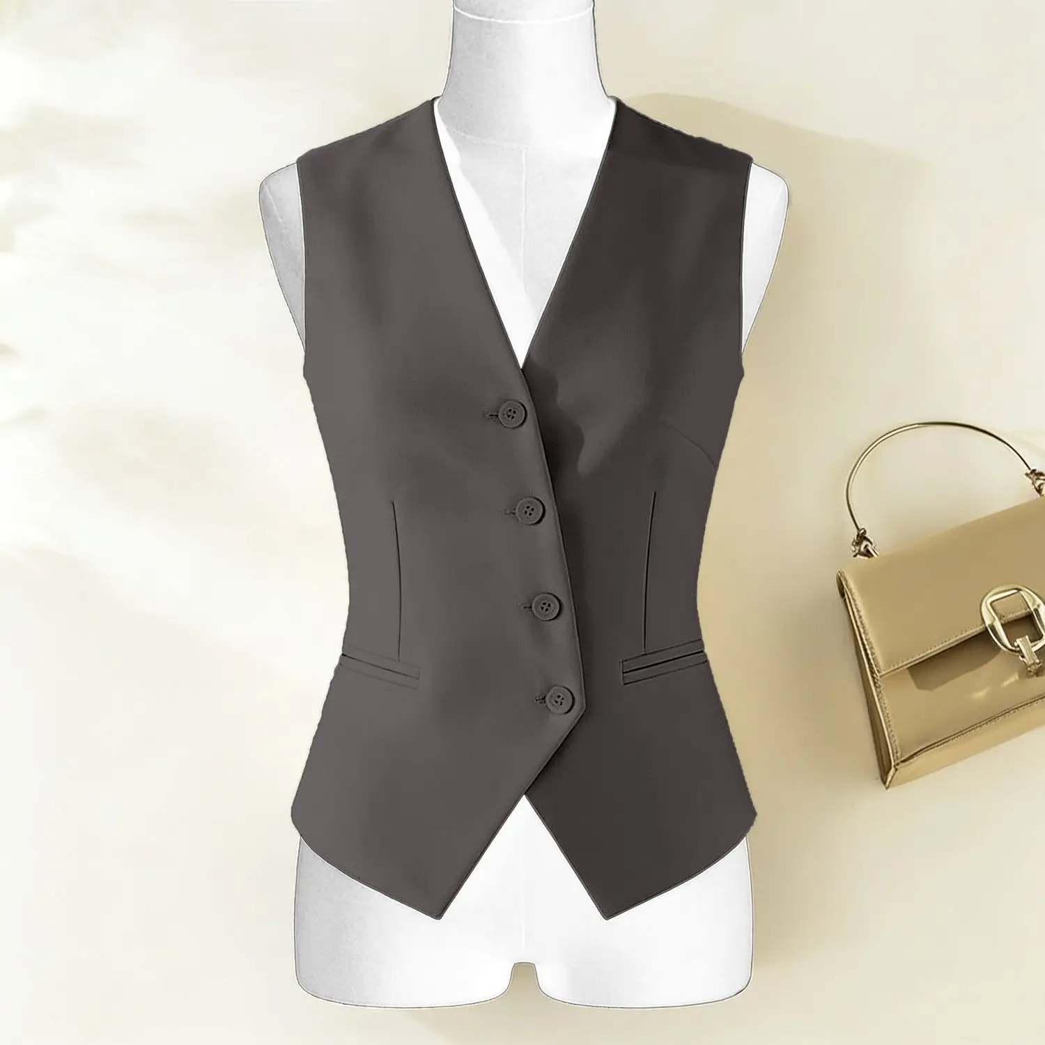 

Pure desire Spice Girl high sense V-neck sleeveless suit vest women's summer new slim and thin temperament top