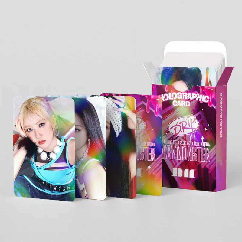 124/set BabYMonster Laser Card Album LOMO Card DRIP Hologram Card AHYEON RORA CHIQUITA RUKA  ASA Glitter Photo Postcard