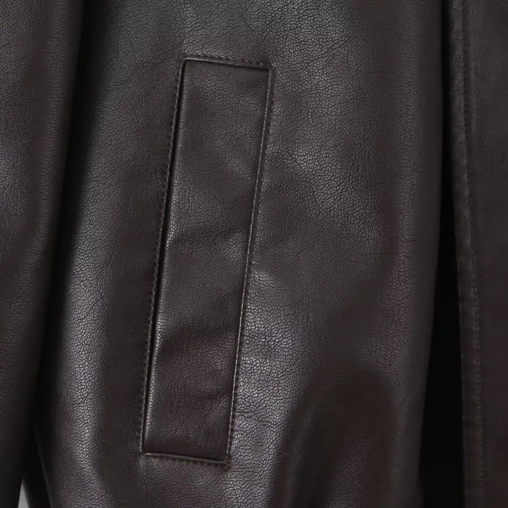 Jaqueta Fena de Couro PU Solta com Gola Dupla e Zíper Duplo, Estilo Faion H2478 WMDR, Casaco F Versátil