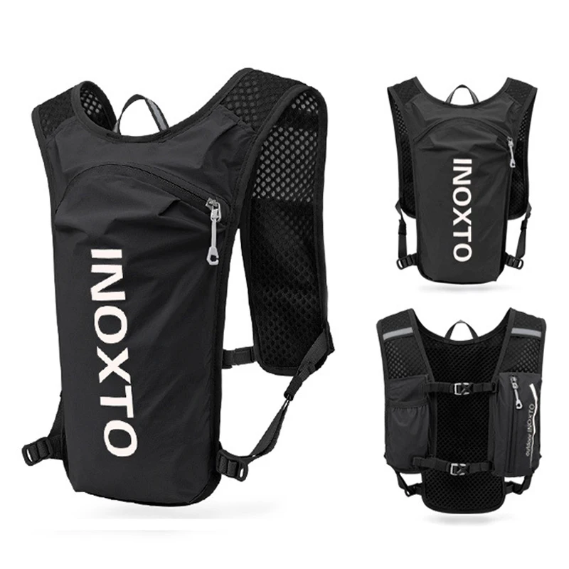 INOXTO Waterproof Running Backpack 5L Ultra-light Hydration Vest Backpack Men Mountain Bike Leather Bag Women Breathable Gym Bag