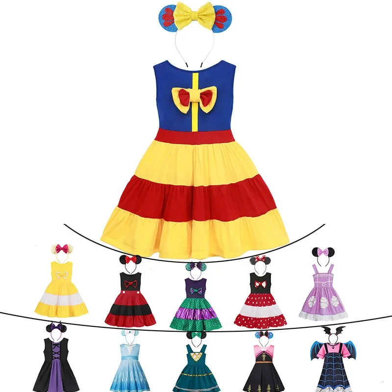 요정 이야기 공주 백설공주 벨 원피스, 아기 여아용, 민소매 코튼, 귀여운 캐주얼 의류, 유아 멋진 생일 파티웨어