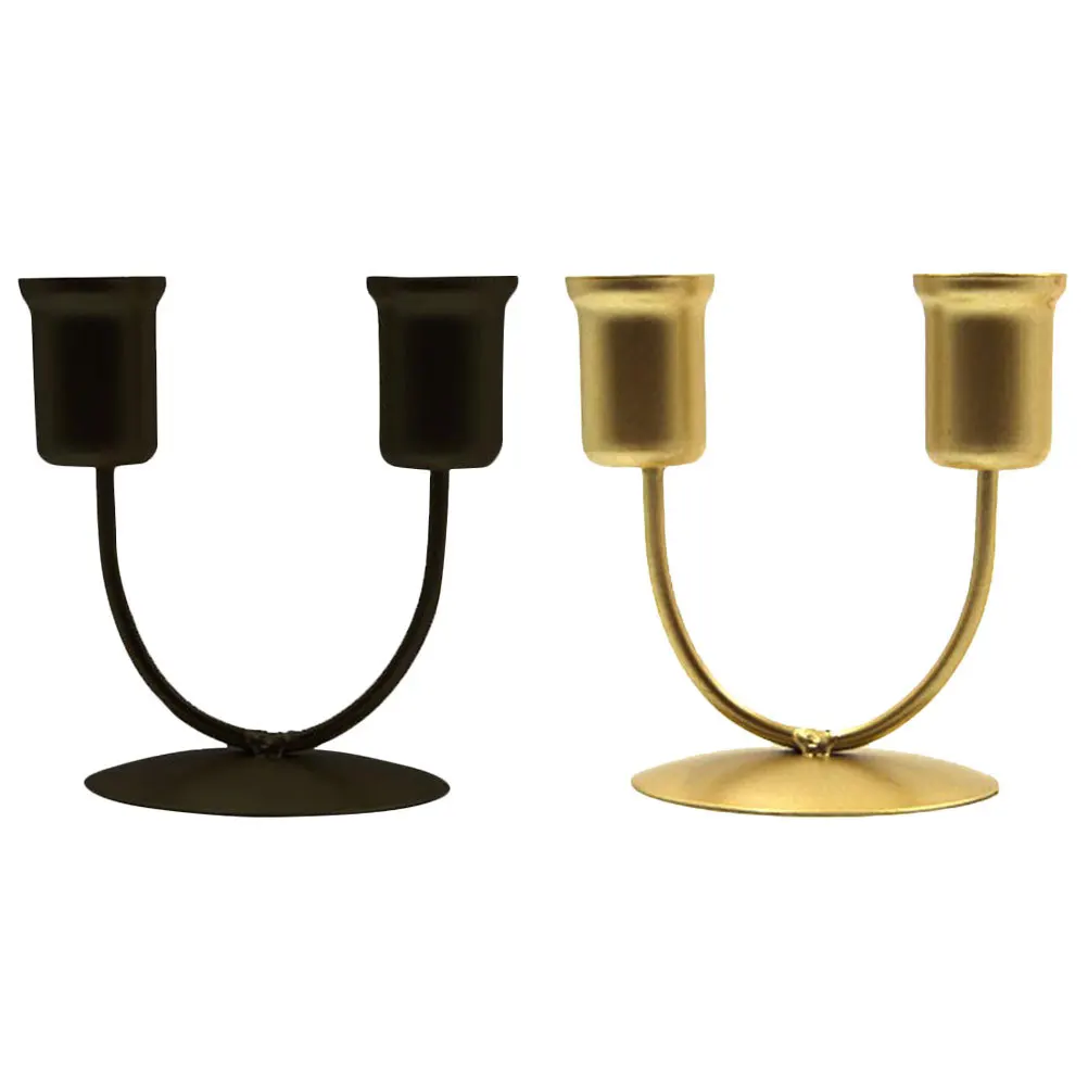 2Pcs Creative Taper Candlestick Holders U Shaped Iron Decorative Table Centerpieces for Home Office Use Holder