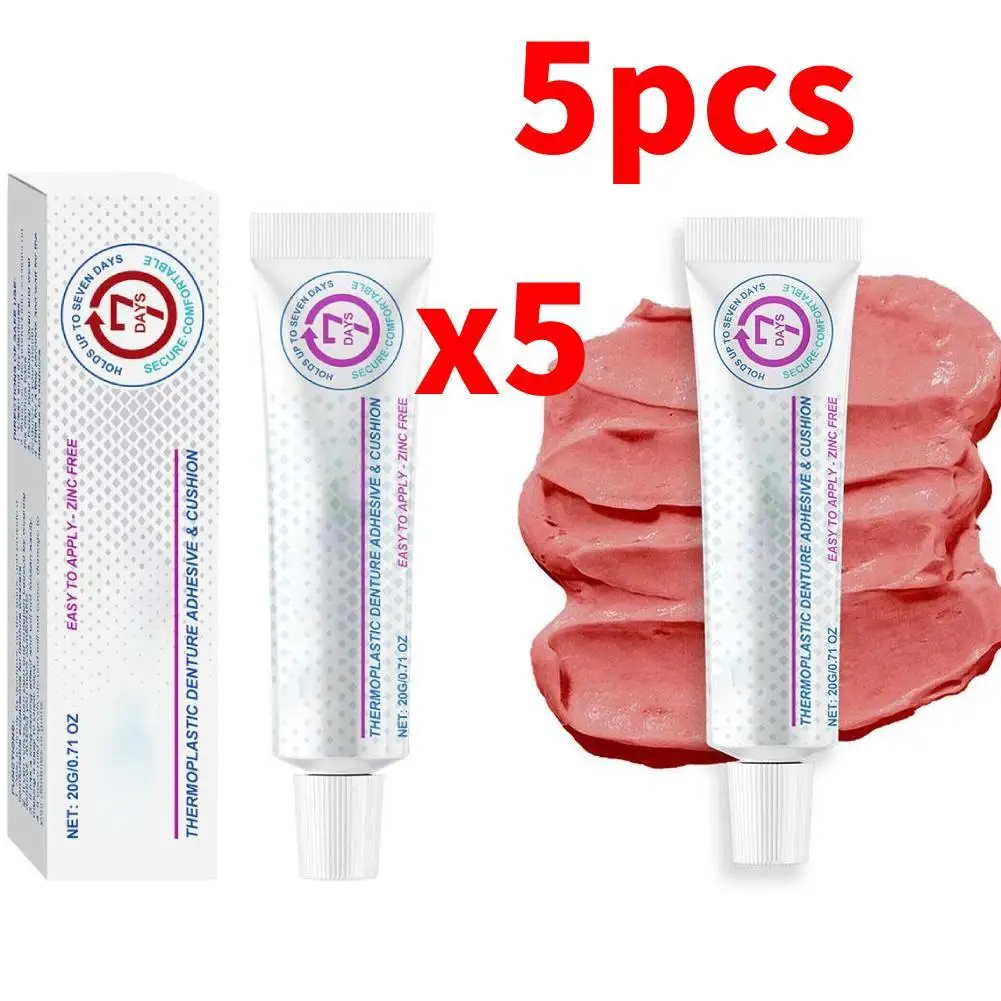 5pcs Denture Silicone Reline Kit Adhesive Cushion Friction Fixed Dentures Enhance Comfort Denture Care Adhesive Glue Teeth Care