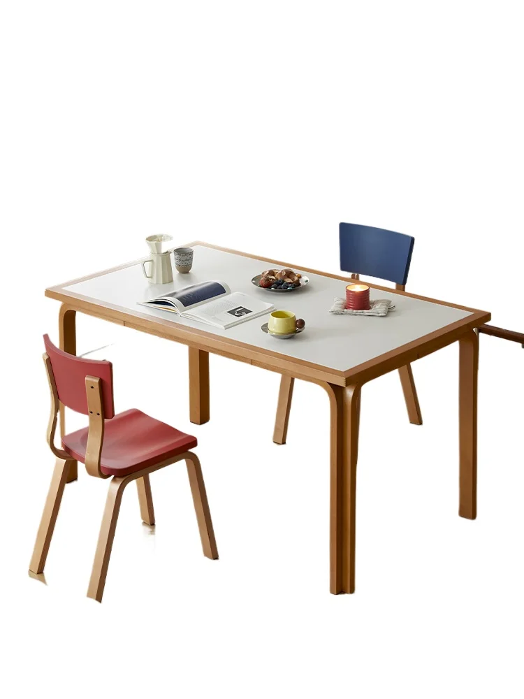 

Slate dining table Solid wood modern household small apartment beech dining table and chairs rectangular log table