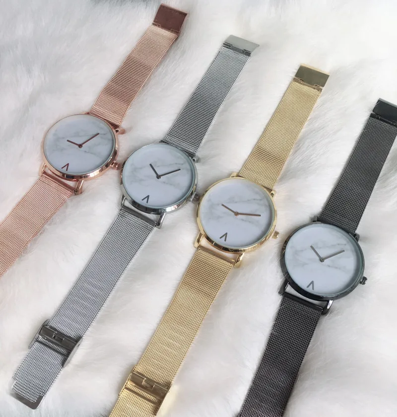 New Fashion Women Watch Minimalism 2023 Big Dial Gold Sliver Elegante Dresses Ladies Wristwatch Mesh Belt Gift Zegarek Damski