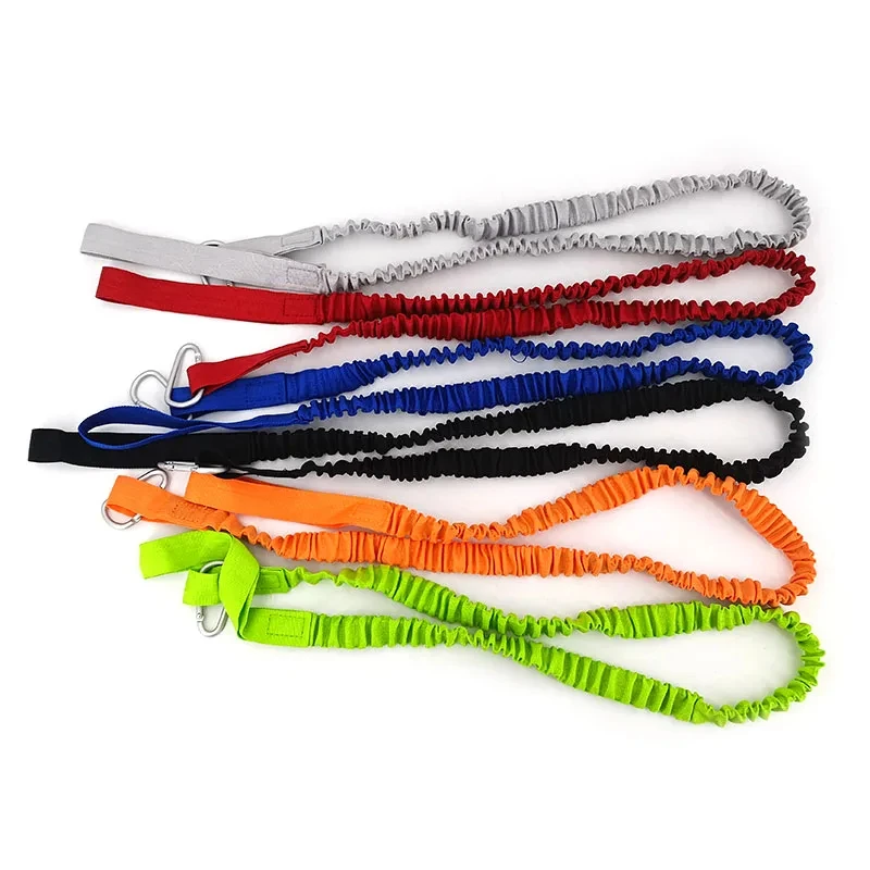 DIZETION 1PC elastische Kajak-Paddel-Leine verstellbar mit Sicherheitshakenstange, gewickeltes Lanyard, Kordel, Seil, Bootszubehör – Detail 1