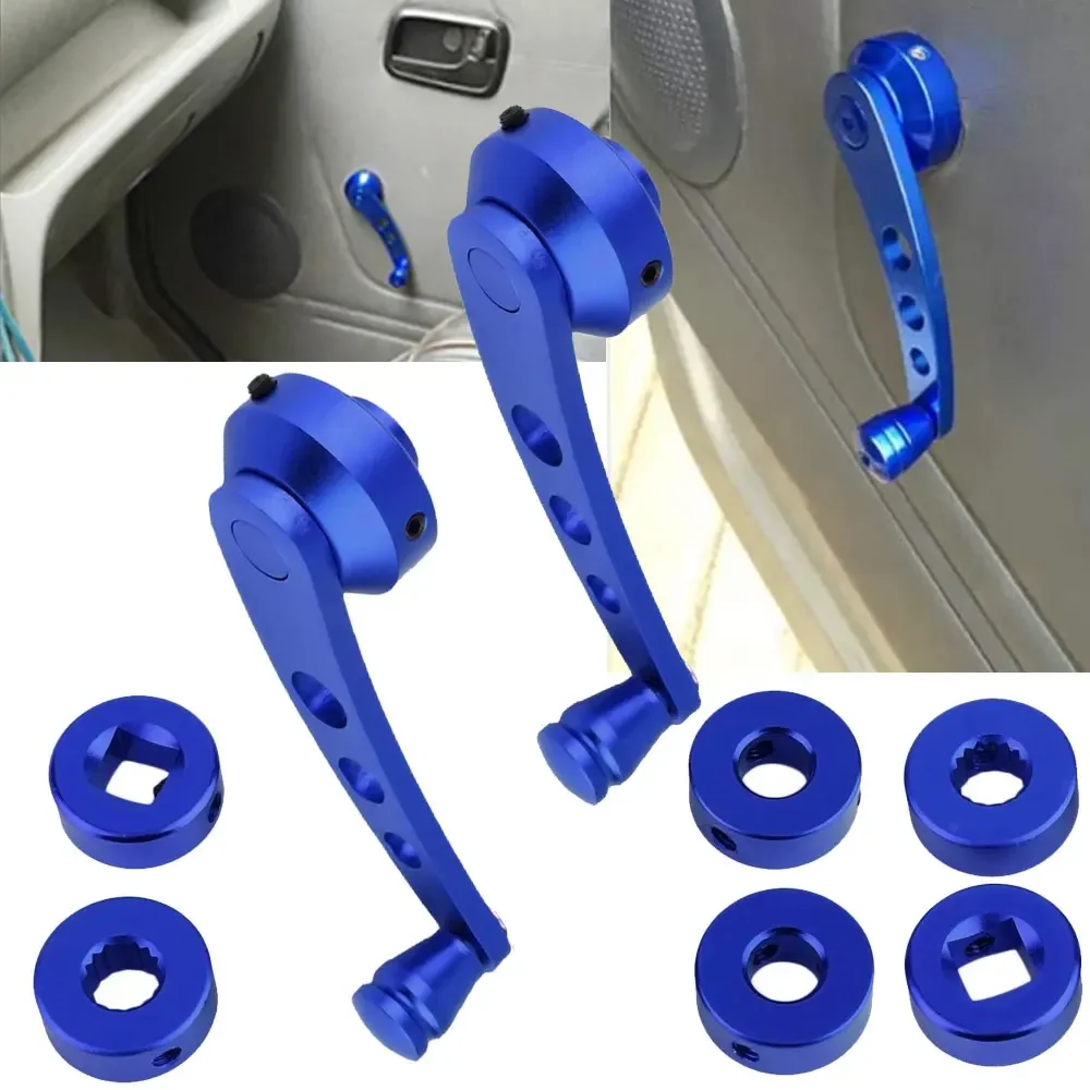 2pcs Universal Car Window Handle Winder Riser Replacement Winder Crank Riser Window Handles Aluminum Alloy