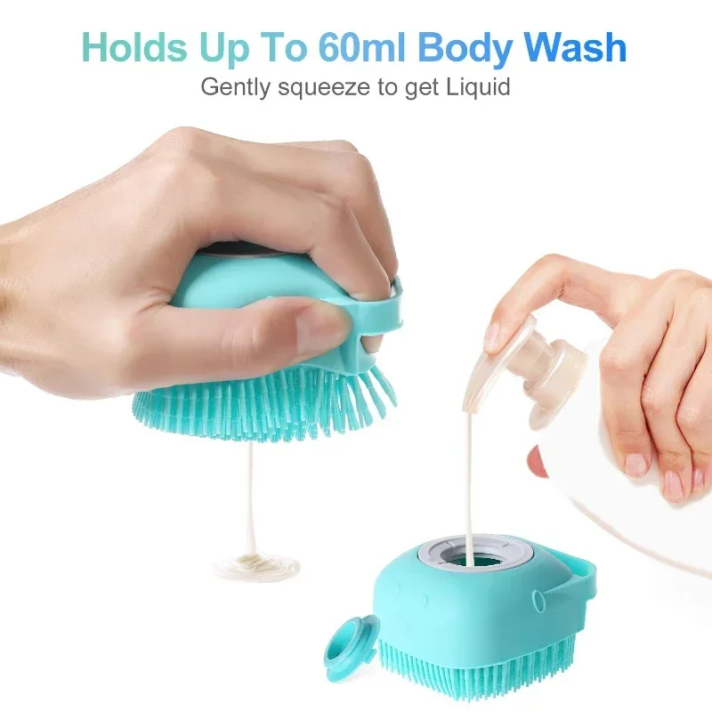 Pet Dog Shampoo Brush 2.7oz 80ml Cat Massage Comb Grooming Scrubber  for Bathing Short Hair Soft Silicone Rubber image 3