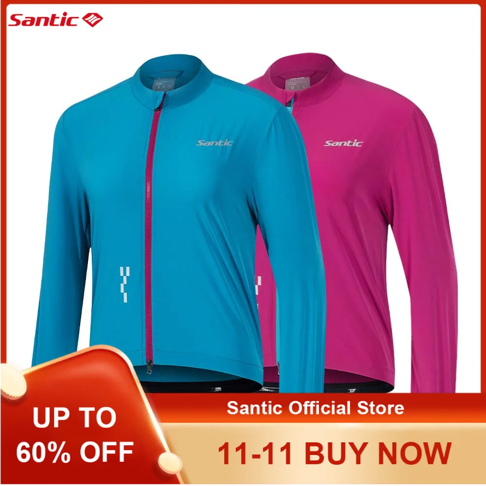 

Женские велосипедные куртки Santic, ветрозащитные и солнцезащитные велосипедные куртки на молнии с полной молнией KL25C07050