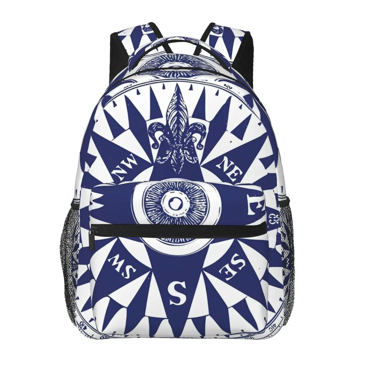 

Nautical Compass | Vintage Compass | Navy Blue And White Backpack for Girls Boys Travel RucksackBackpacks for Teenage school bag