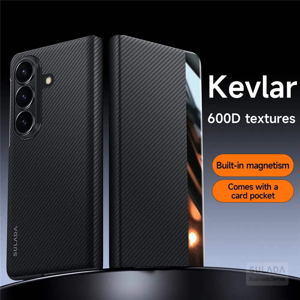 

Кожаный чехол с магнитным арамидным волокном 600D для Samsung Galaxy Z Fold7 Business Cover