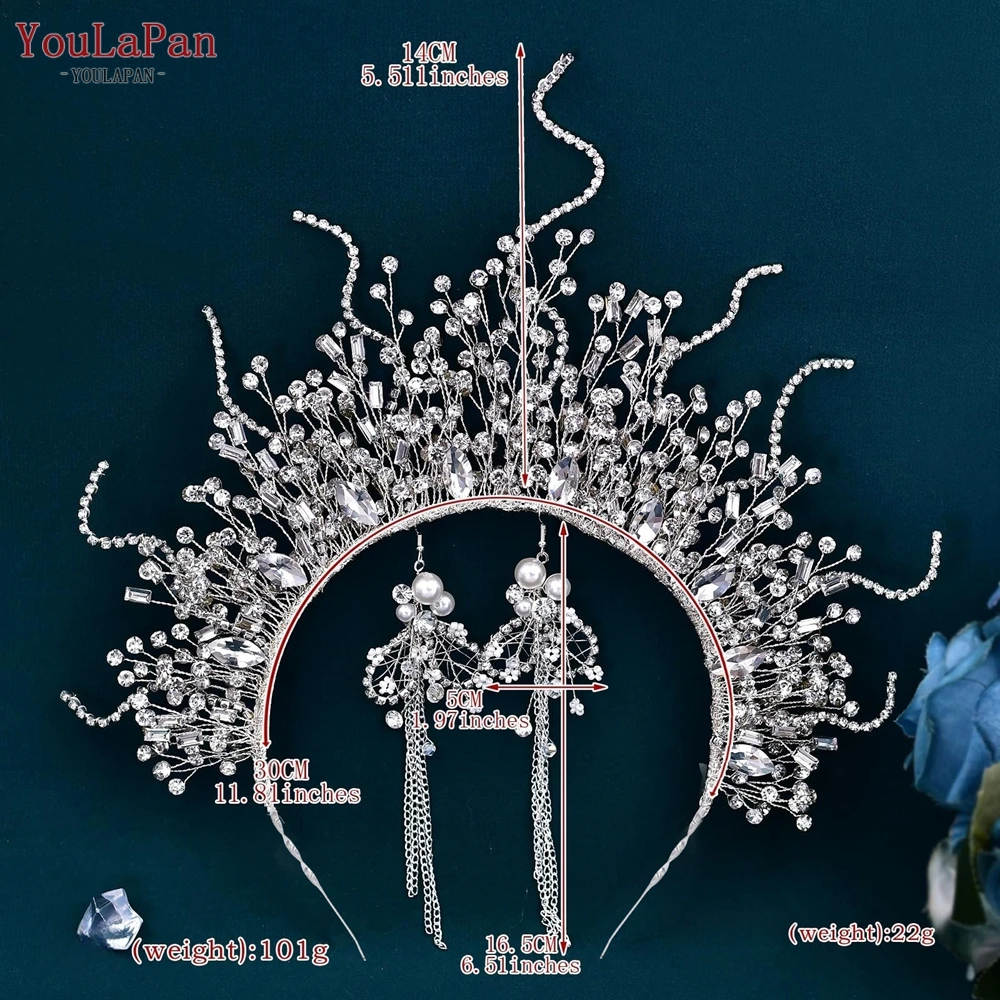 YouLaPan-Tiaras de diamantes de imitación hechas a mano para mujer, accesorios para el cabello, diadema, fiesta, tocado de novia, pendiente, HP369