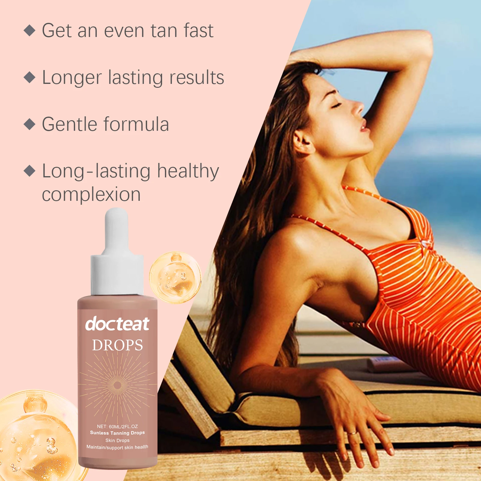 Pure Herbal Tanning Supplement Drops, Light Absorbed Hydrated Smooth Refresh Original Lock Daily Elastic Body Treatment - view 5