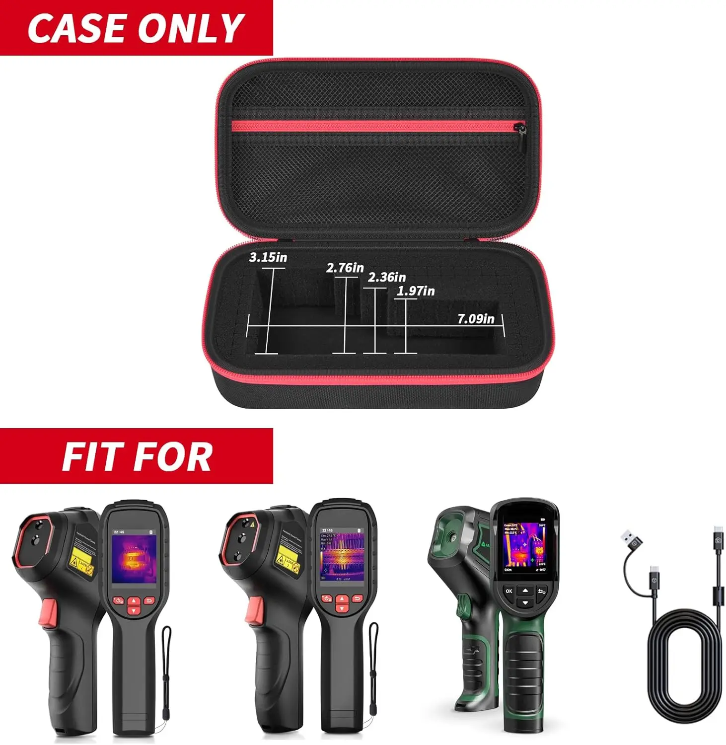 Storage Bag Compatible with HSFTOOLS HF96/ for AMPBANK H128 Thermal Camera, Infrared Camera Storage Box with DIY Sponge