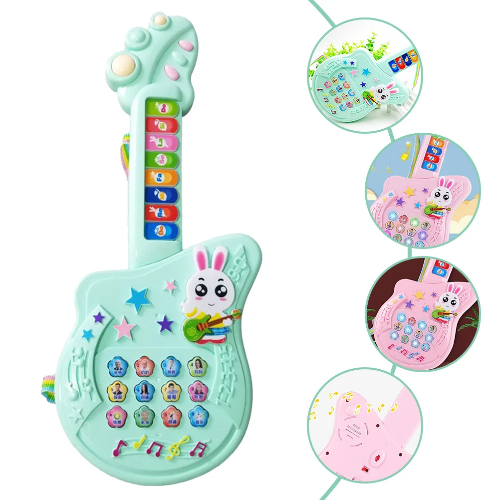 جيتار كهربائي للأطفال آلة موسيقية ألعوبة كرتونية خفيفة الوزن وآمنة بحواف ناعمة تصميم ملون موسيقى للأطفال الصغار