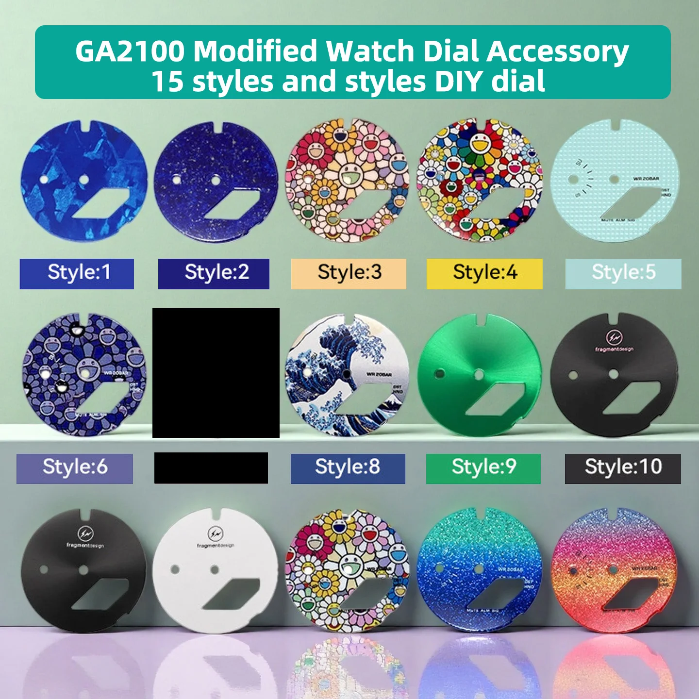 Sunflower Pattern Dial DIY Mod Kit For Casio GA-2100 GA-2110 Farmhouse Oak Modified Watch Dial Replacement Accessories 17 styles