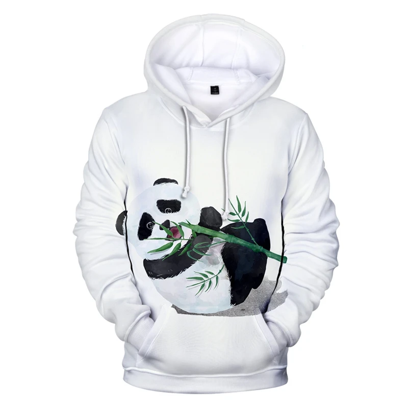 Hoodie pria lengan panjang, Hoodie motif kartun Panda, pullover kasual longgar, pakaian jalanan 3D