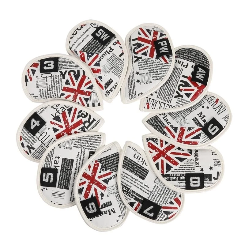G6DE 10Pcs Wedges Iron Club Protective Headcover Putter Protector PU Leather Golfs Iron Club Head Cover Golfs Supplies