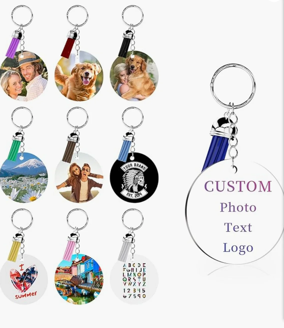 

10pcs Custom Keychains with Picture,Personalized Acrylic Photo Keychains,Double-Sided Customizable,Souvenirs Gift Decoration
