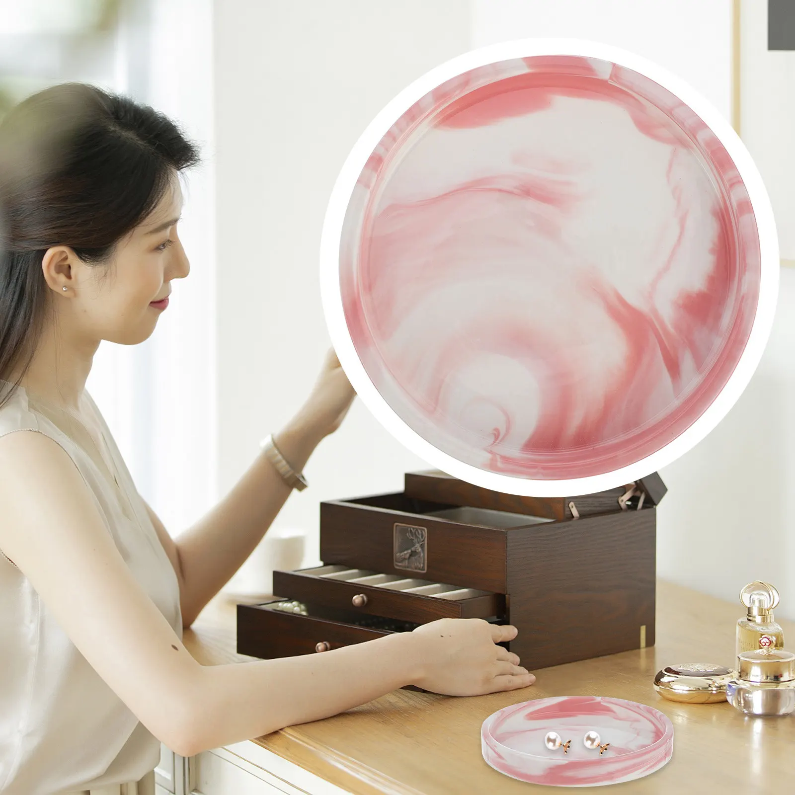 

1 шт. Мраморная керамическая тарелка в скандинавском стиле, элегантный поднос для украшений, органайзер для ванной комнаты, многофункциональный контейнер для фруктов, украшение для дома