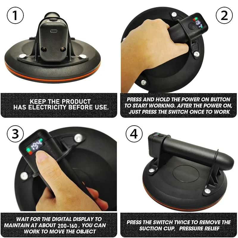 8 بوصة الكهربائية كوب شفاط المكنسة الكهربائية قدرة تحمل الثقيلة فراغ رافع لبلاط الجرانيت الزجاج دليل رفع Powerfu