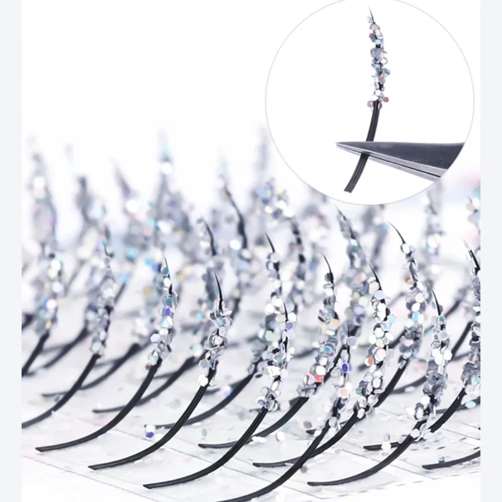 Nieuwe make-up tool wimperverlenging glitter glanzend zilver kleur valse wimpers DIY met diamant individuele wimpers dames