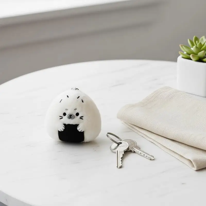 Kawaii Rice And Vegetable Seal Plush Keychain Cute Sushi Seal Stuffed Animal Bag Charm Soft Penguin Pendant Keyrings Girls Gifts view 3