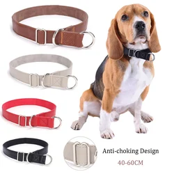 PU Leather Slip Dog Collar Super Soft Durable Strong Leather Dog Training Choke Chain Collars Suitable for Training Walking