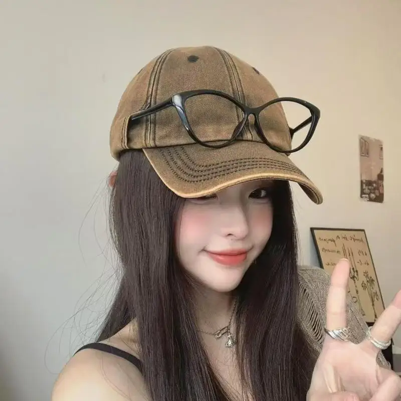 Vintage Gewaschen Baseball Kappe Frauen Frühling Sommer Hüte Für Frauen Männer Unisex Sonnenschirm Einfarbig Casual Snapback Sonnenhut Männlich Neue