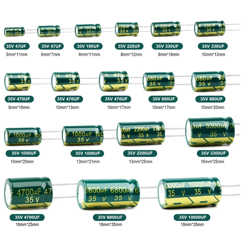 8x16 20PCS 16v1000uf 25v680uf 35v470uf 50v220uf High Frequency Low Resistance Electrolytic Capacitor