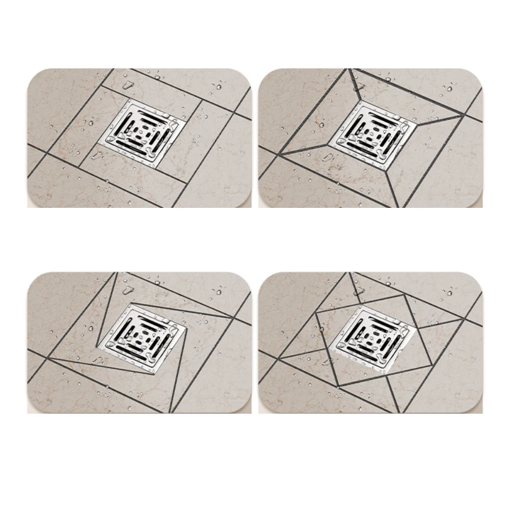 1pc Floor Drain Locator Multifunctional Stainless Steel Tile Measuring Positioner Ruler Floor Drain Patterns Design