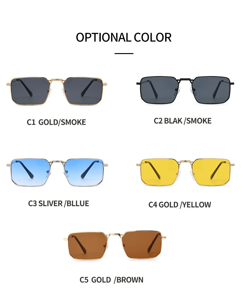 Hohe Qualität Rechteck Sonnenbrille Frauen Metall Rahmen Gläser Vintage Marke Quadrat Sonnenbrille für Männer Shades Weibliche Brillen – Detail 7