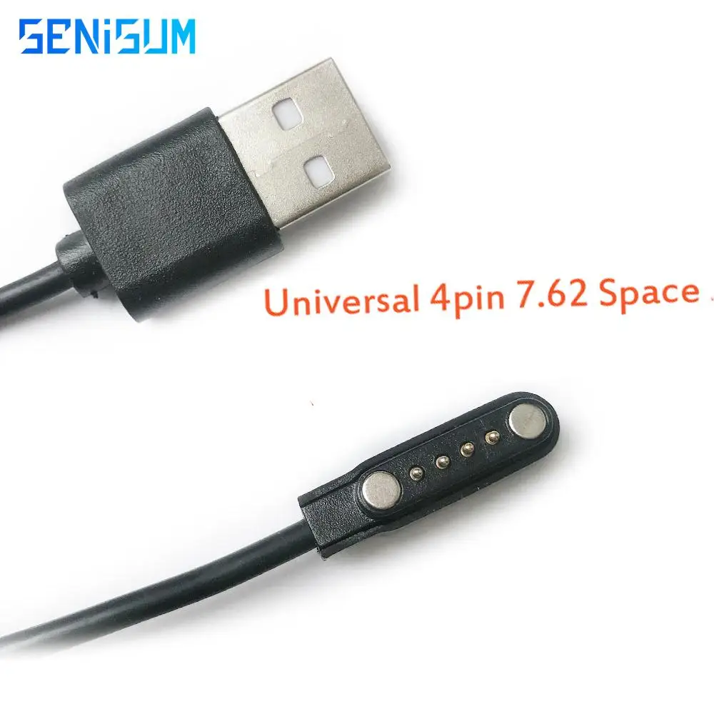 Universal Smart Watch Magnetic Charging Cable 4pin 7.62 Space USB 2.0 Male to 4 Pin Magnetic Charger Cord Y95 KW18 KW88 KW98 DM