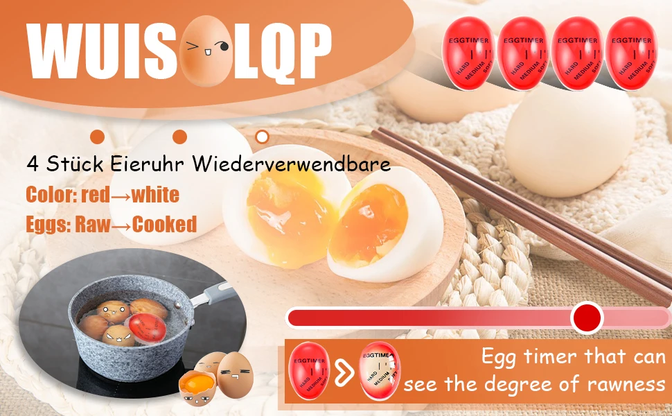 

4pcs/set Colour Changing Boiled Egg Timer Safe And Reliable Made With Resin Easy To Resin Egg Timer