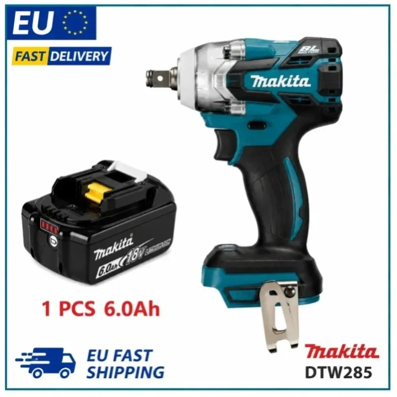 Makita DTW285 18V 320N·m Bürstenloser Schlagschrauber 1/2" Akku-Elektrowerkzeug mit 6,0Ah Akku Kompatibel mit LXT EU-Lager 1–3 Tage Lieferzeit