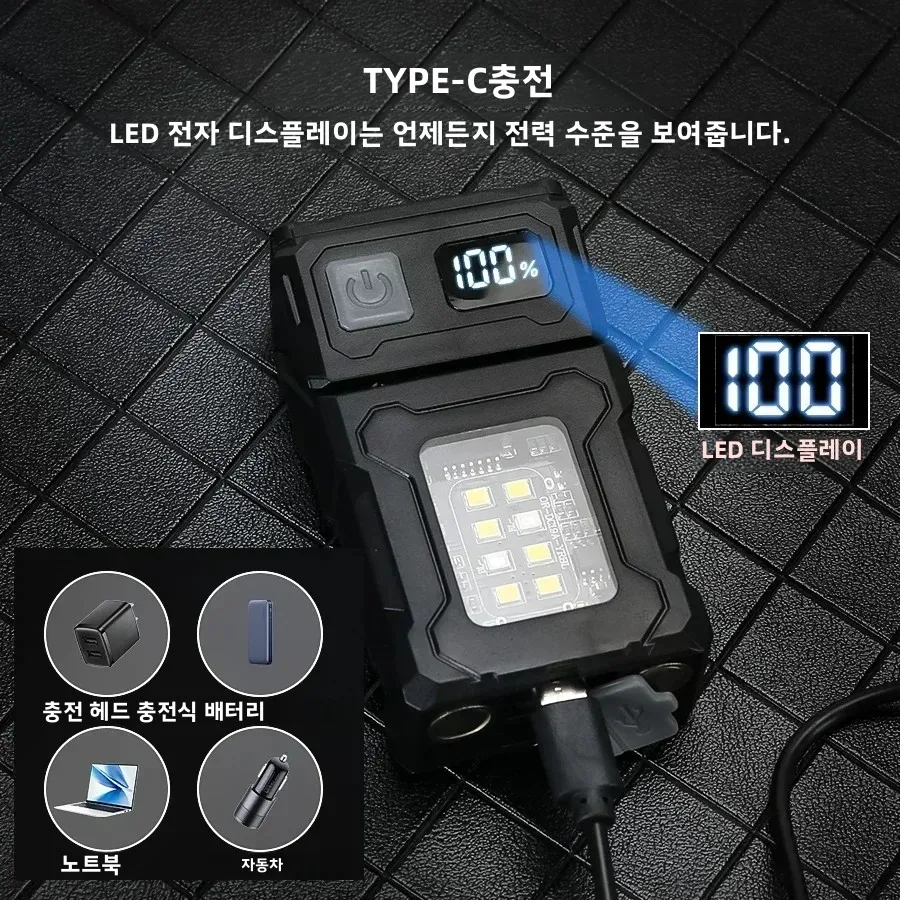 미니 USB 충전식 LED 손전등 - 휴대용 초강력 토치, 테일 자석, 측면 COB 비상등 및 캠핑 랜턴 썸네일 4