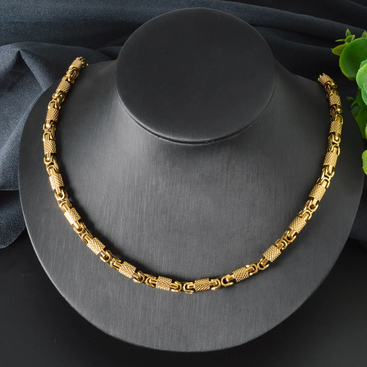 Luxury 24K 9999 Pure Gold real gold Square Cylindrical Slub Chain Necklace Hip Hop Men Necklace