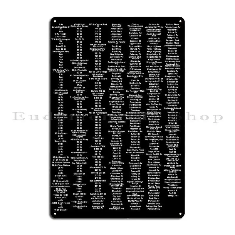 New York City Subway Stations Every Single Subway Station Listed Metal Signs Wall Cave Plaques Designs Garage Tin Sign Poster