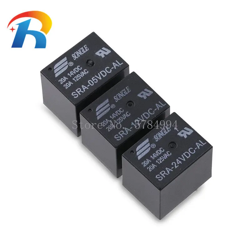 20PCS SRA-05VDC-AL SRA-12VDC-AL SRA-24VDC-AL SRA-05VDC-CL SRA-12VDC-CL SRA-24VDC-CL 20A 4Pin 5Pin DC5V 12V 24V Automobile relay