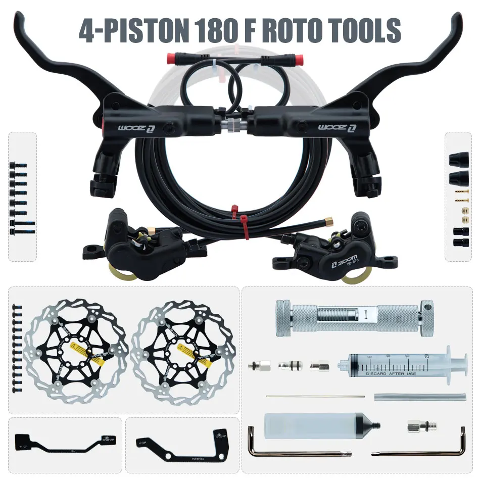ZOOM HB-876E 4-zuiger schijf hydraulische rem elektrische scooter opvouwbaar 203 mountainbike uitschakelen zwart rood 160 e-bike fiets 180